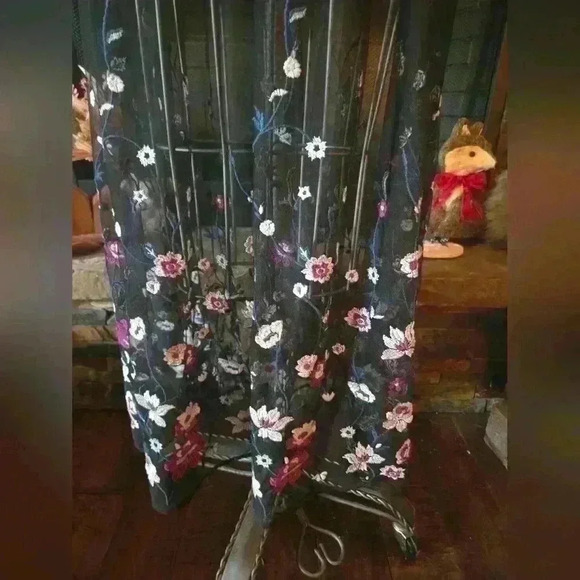 Xhilaration Black Sheer Floral Embroidered Blouse - Picture 2 of 3